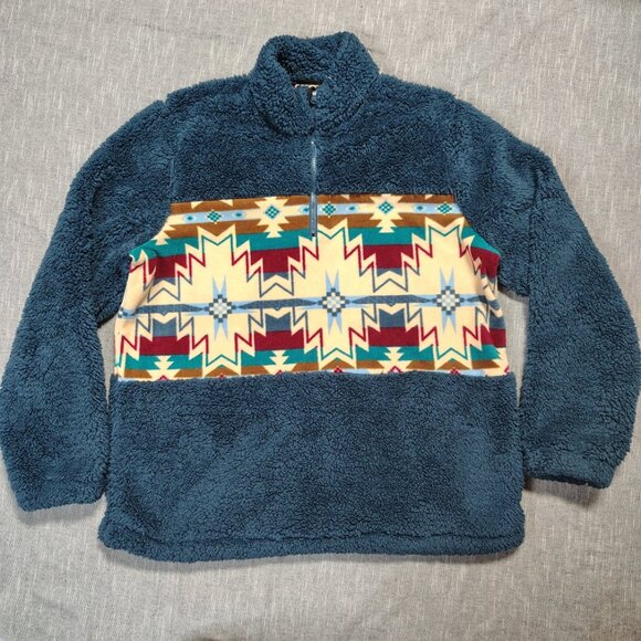 Outback Trading Co Abigail Henley Womens Size XL Fleece Pullover Aztec Western - Picture 1 of 8